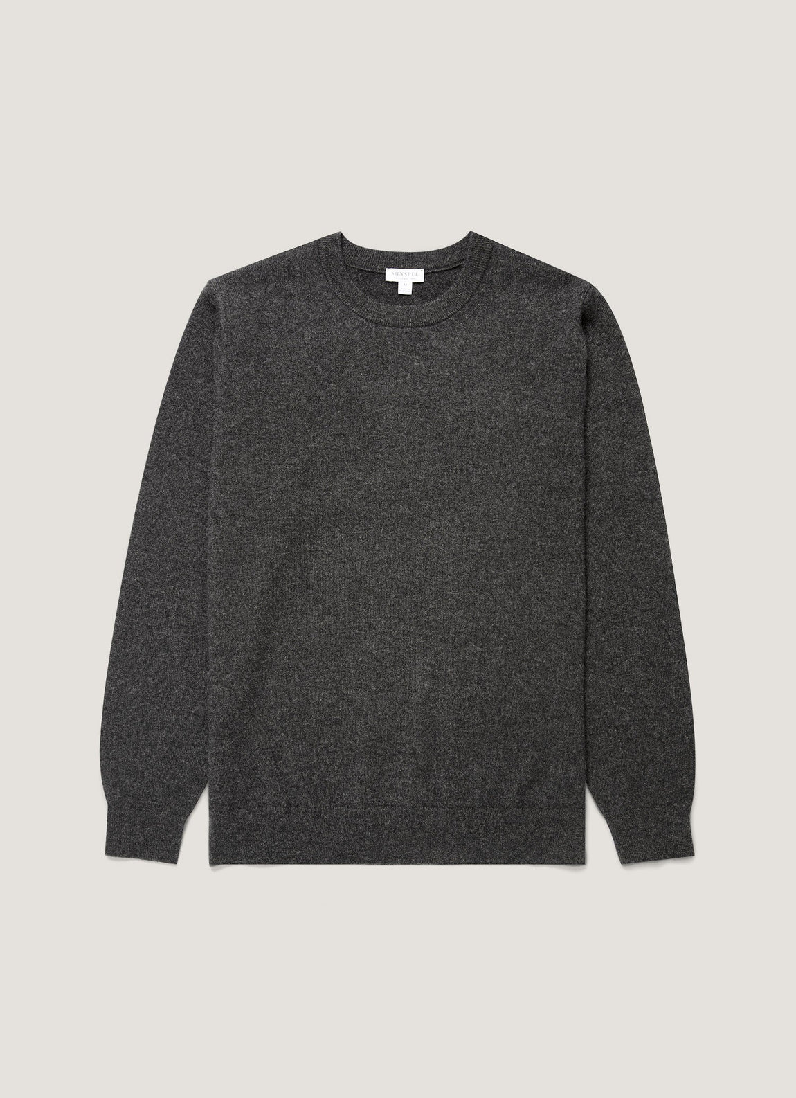 Men's Cashmere Crew Neck Jumper in Charcoal Melange