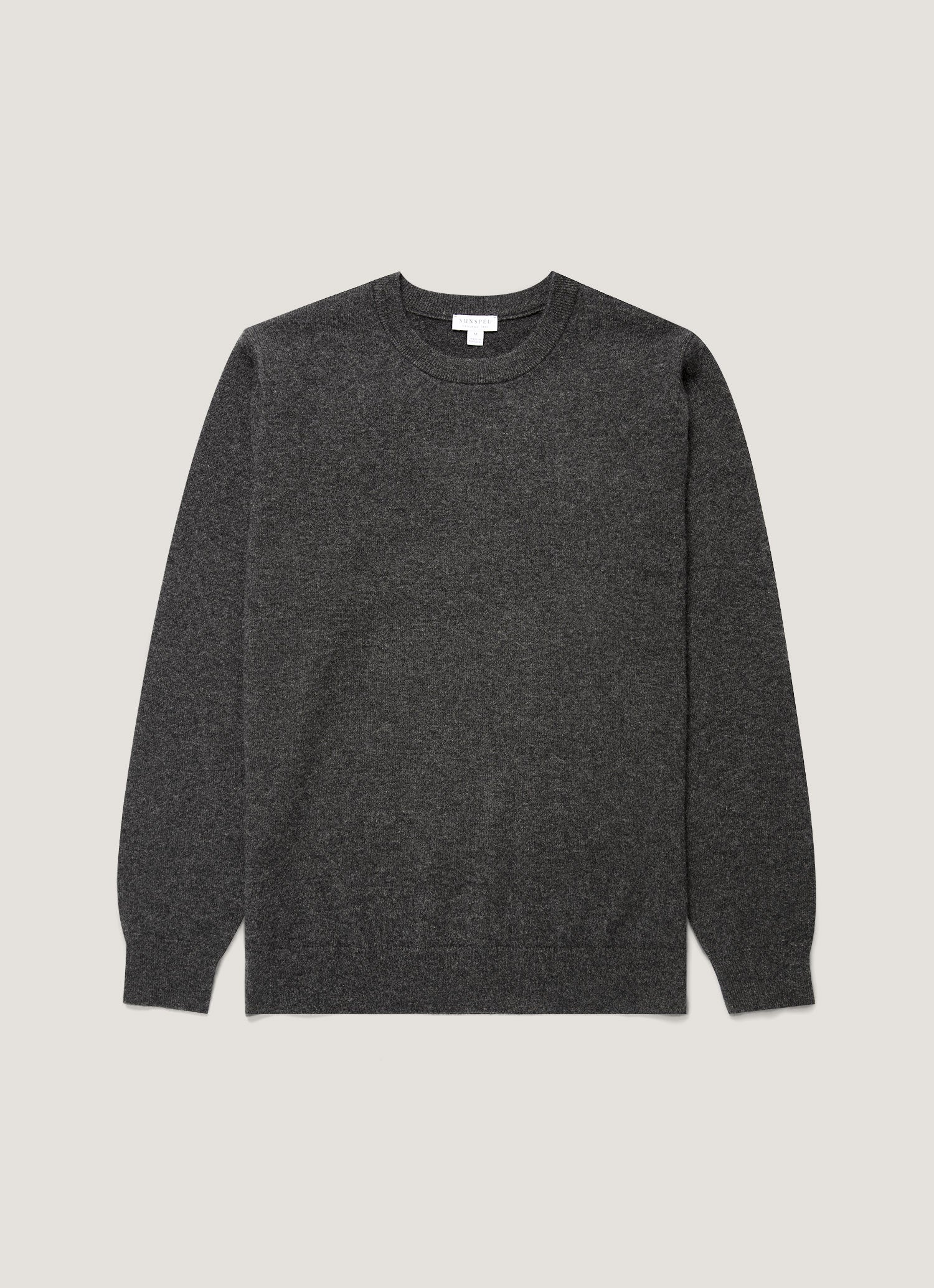 Men's Cashmere Crew Neck Jumper in Charcoal Melange