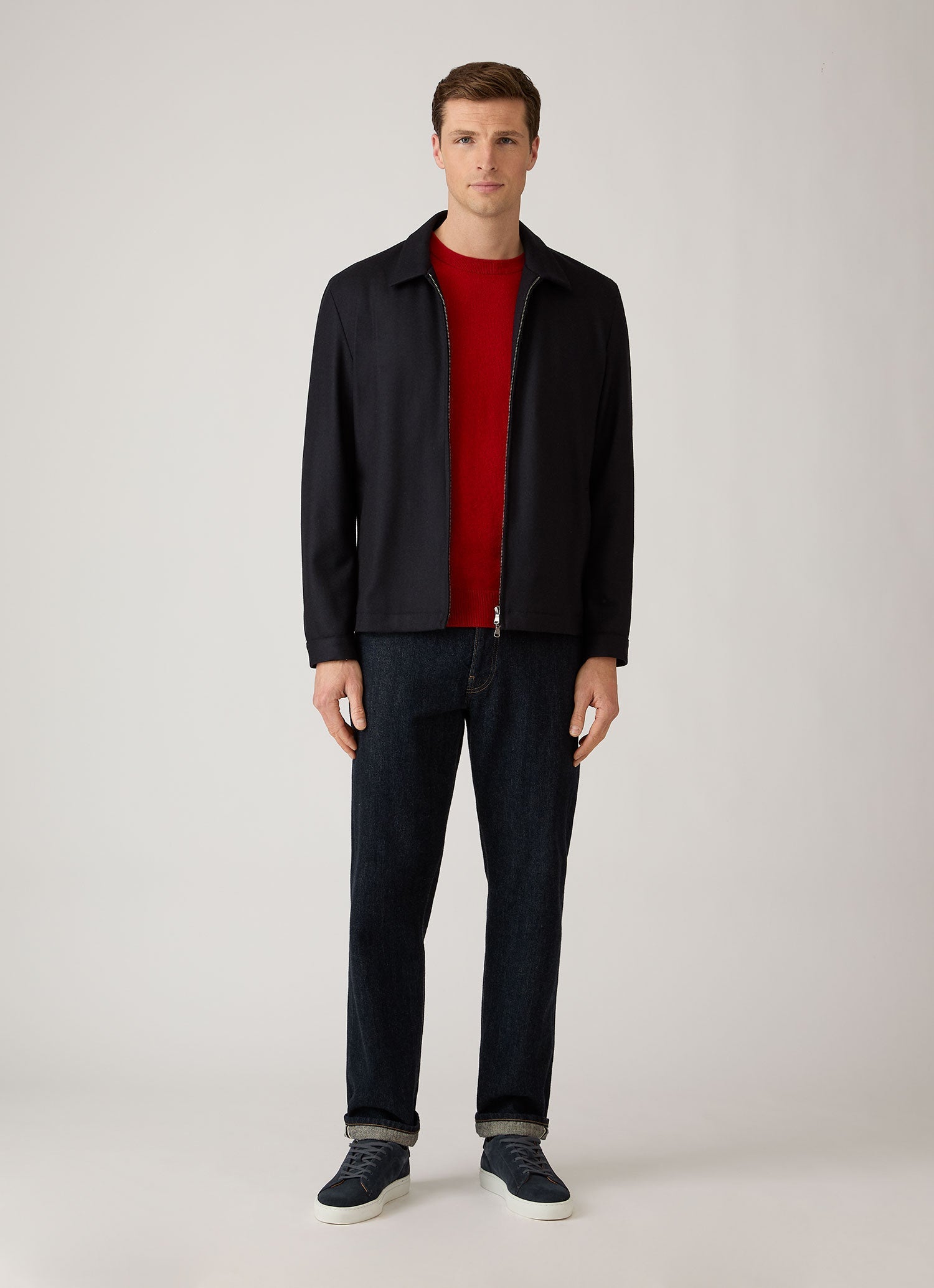 Men's Cashmere Crew Neck Jumper in Ruby Red