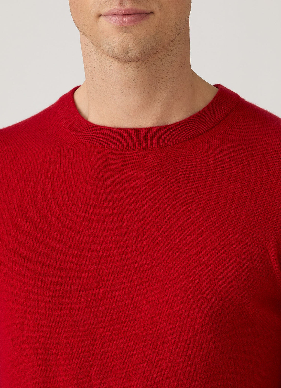 Men's Cashmere Crew Neck Jumper in Ruby Red