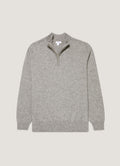 Men's Cashmere Half Zip Jumper in Grey Melange