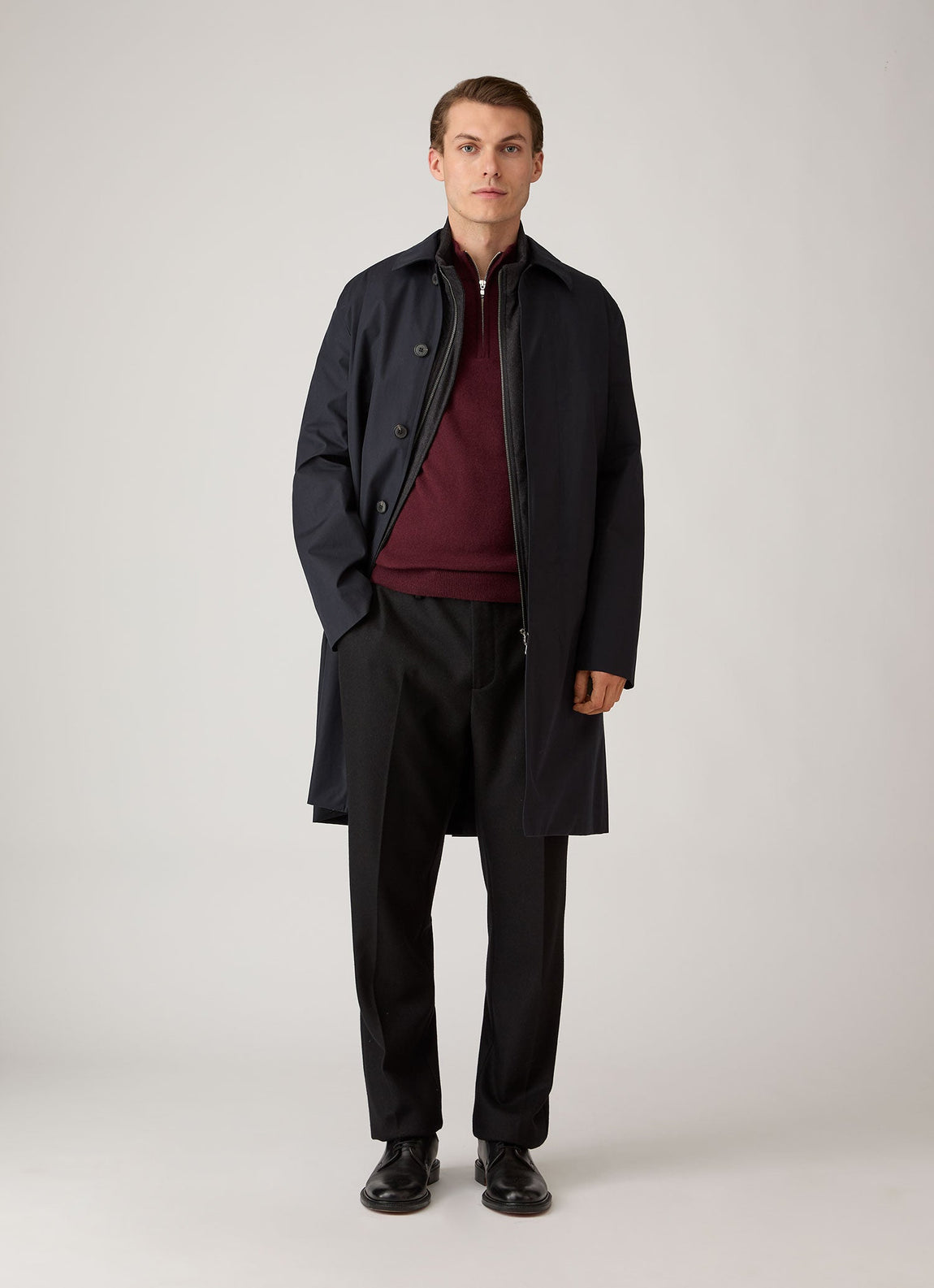 Men's Cashmere Half Zip Jumper in Bakelite