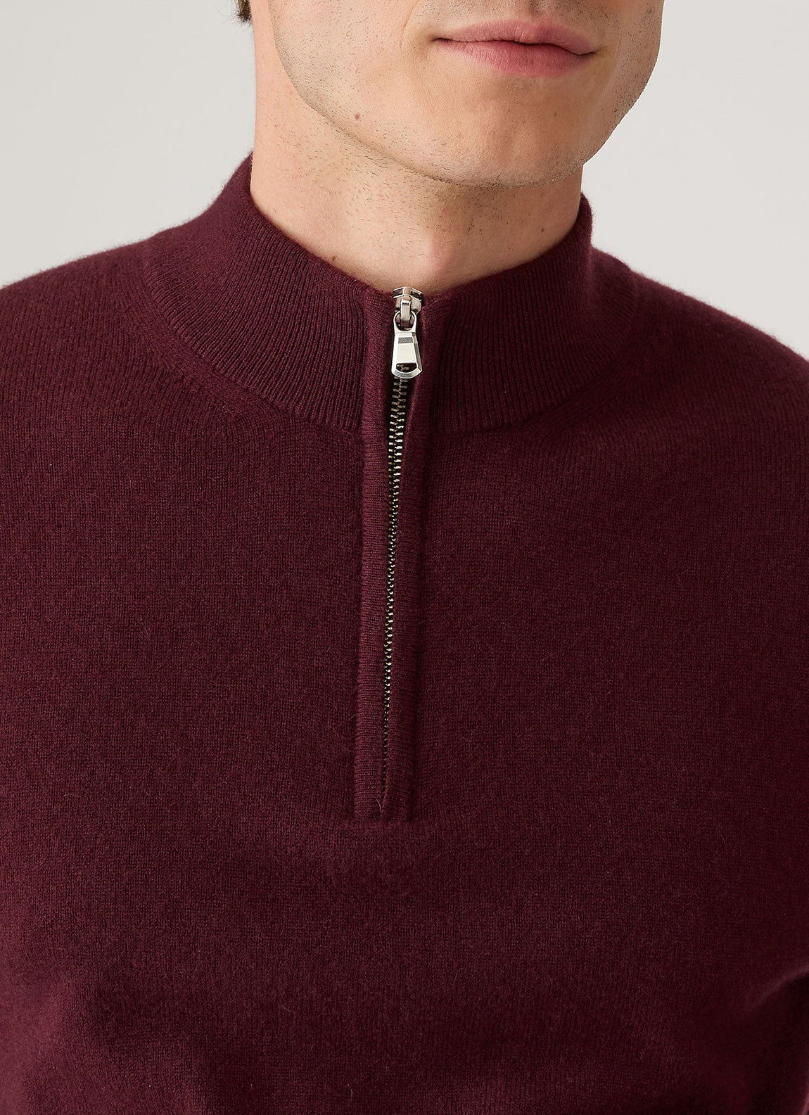 Men's Cashmere Half Zip Jumper in Bakelite