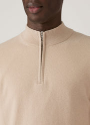Men's Cashmere Half Zip Jumper in Swansdown