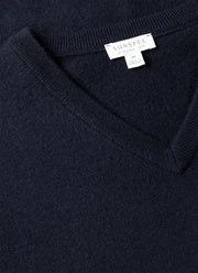 Men's Cashmere V-neck Jumper in Navy