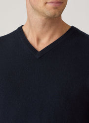 Men's Cashmere V-neck Jumper in Navy