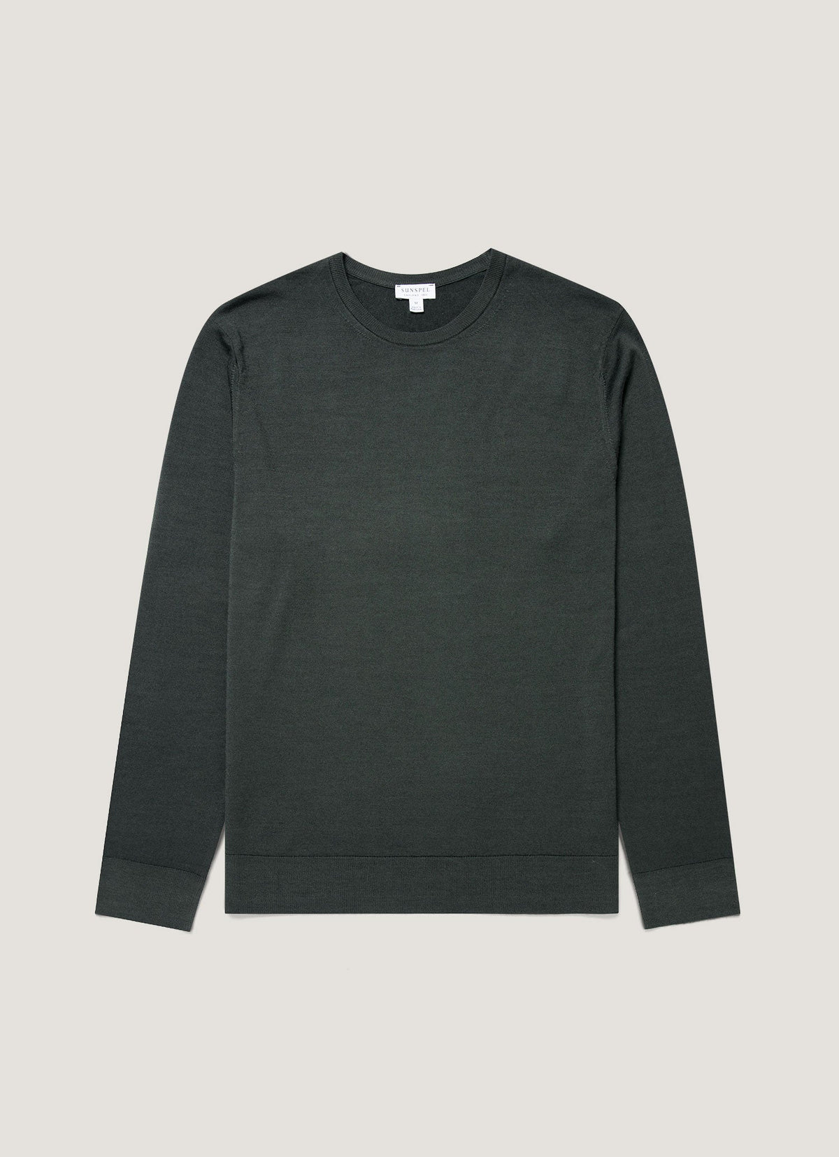 Men's Extra-Fine Merino Crew Neck Jumper in Slate Green