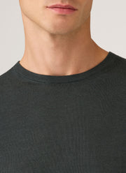 Men's Extra-Fine Merino Crew Neck Jumper in Slate Green