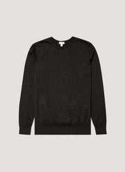 Men's Extra-Fine Merino Jumper in Charcoal Melange