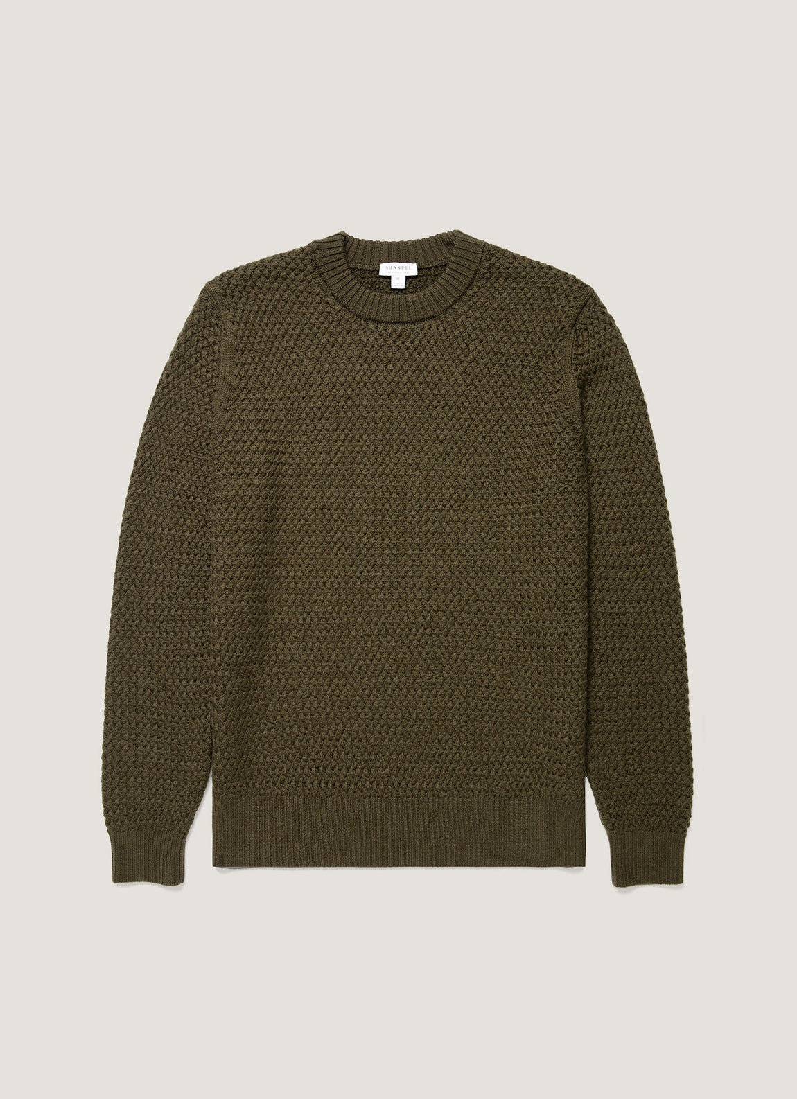 Men's Merino Wool Basketweave Jumper in Loden Green