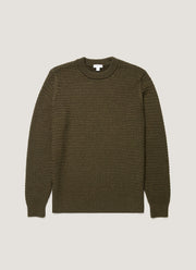 Men's Merino Wool Basketweave Jumper in Loden Green