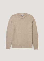 Men's Merino Wool Basketweave Jumper in Stone
