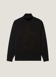 Men's Cashmere Roll Neck Jumper in Black