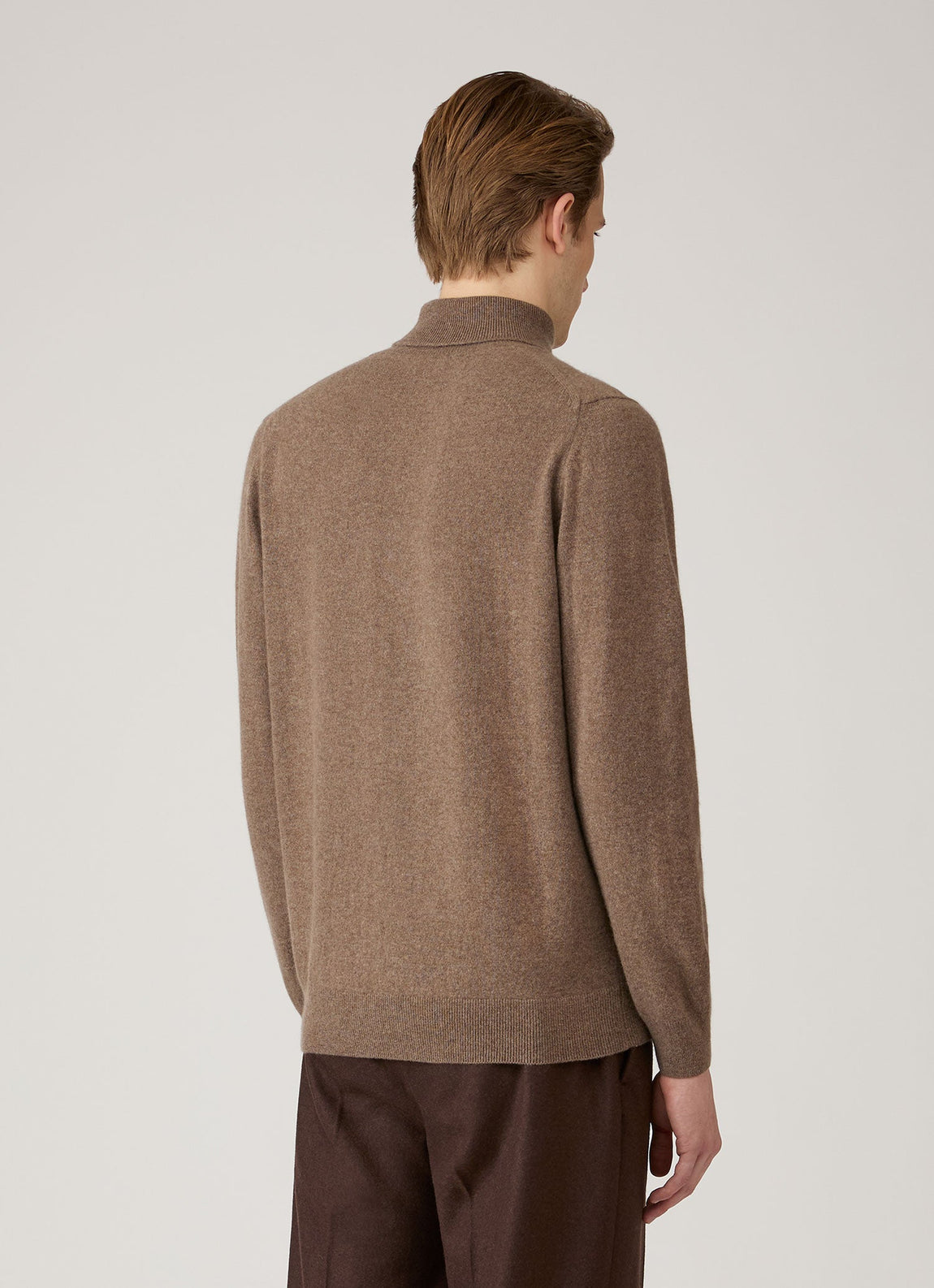 Men's Cashmere Roll Neck Jumper in Taupe