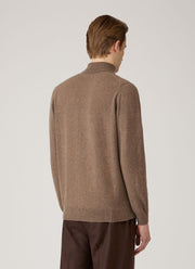 Men's Cashmere Roll Neck Jumper in Taupe