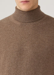 Men's Cashmere Roll Neck Jumper in Taupe