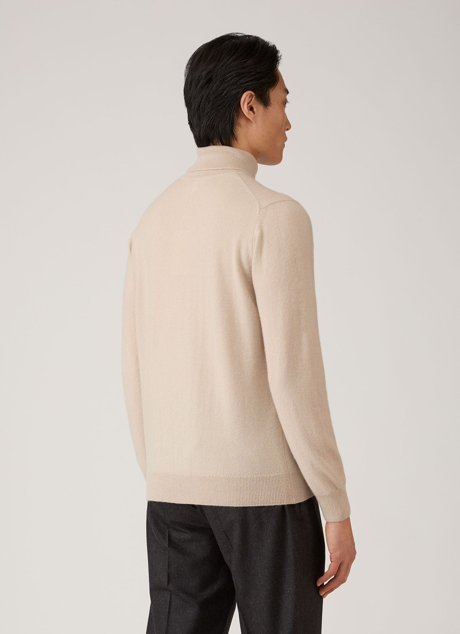 Men's Cashmere Roll Neck Jumper in Swansdown