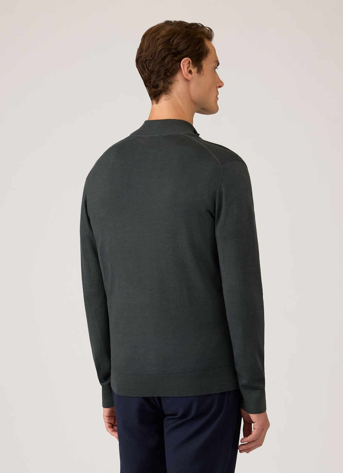 Men's Extra-Fine Merino Half Zip in Slate Green