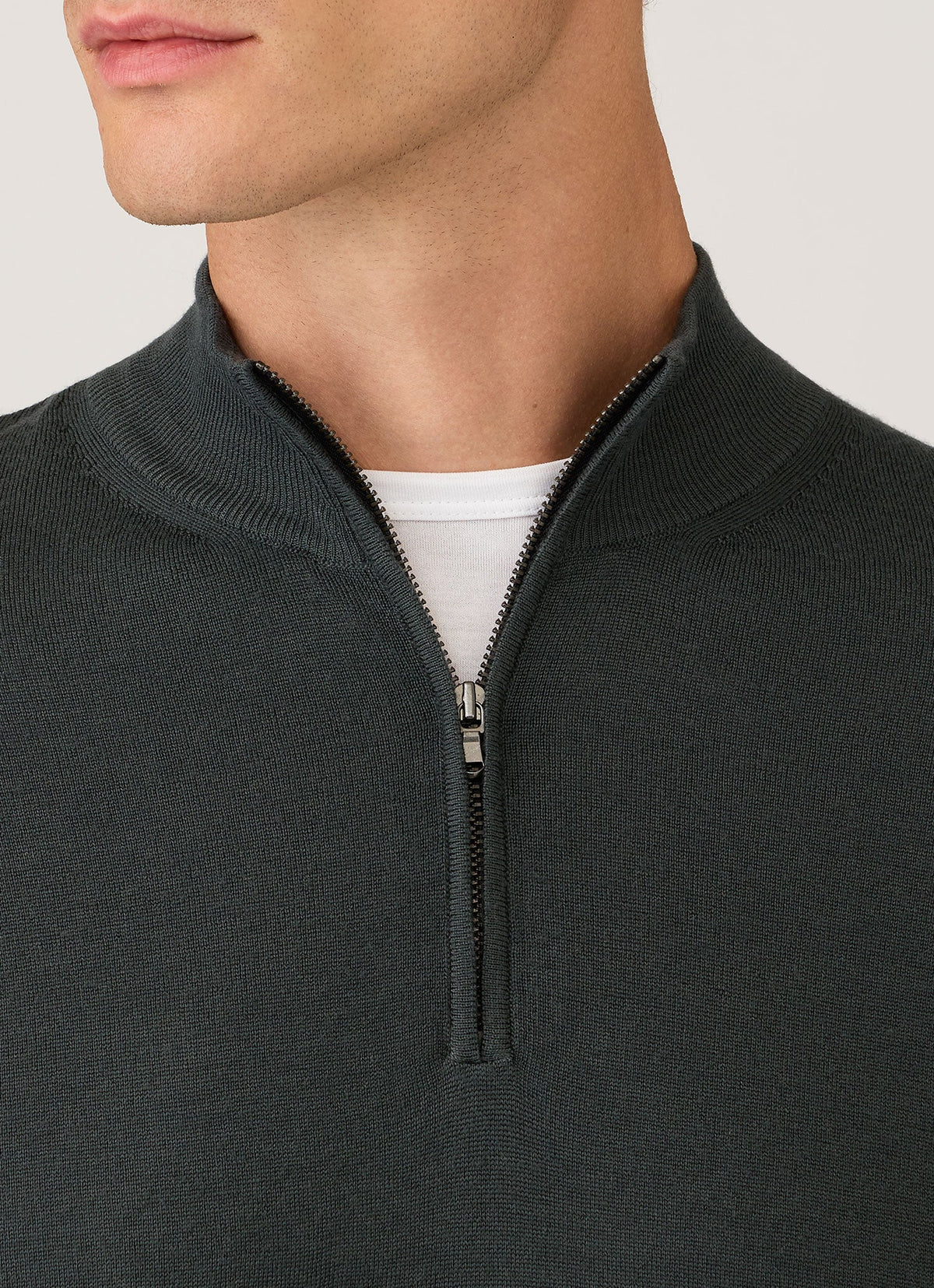 Men's Extra-Fine Merino Half Zip in Slate Green