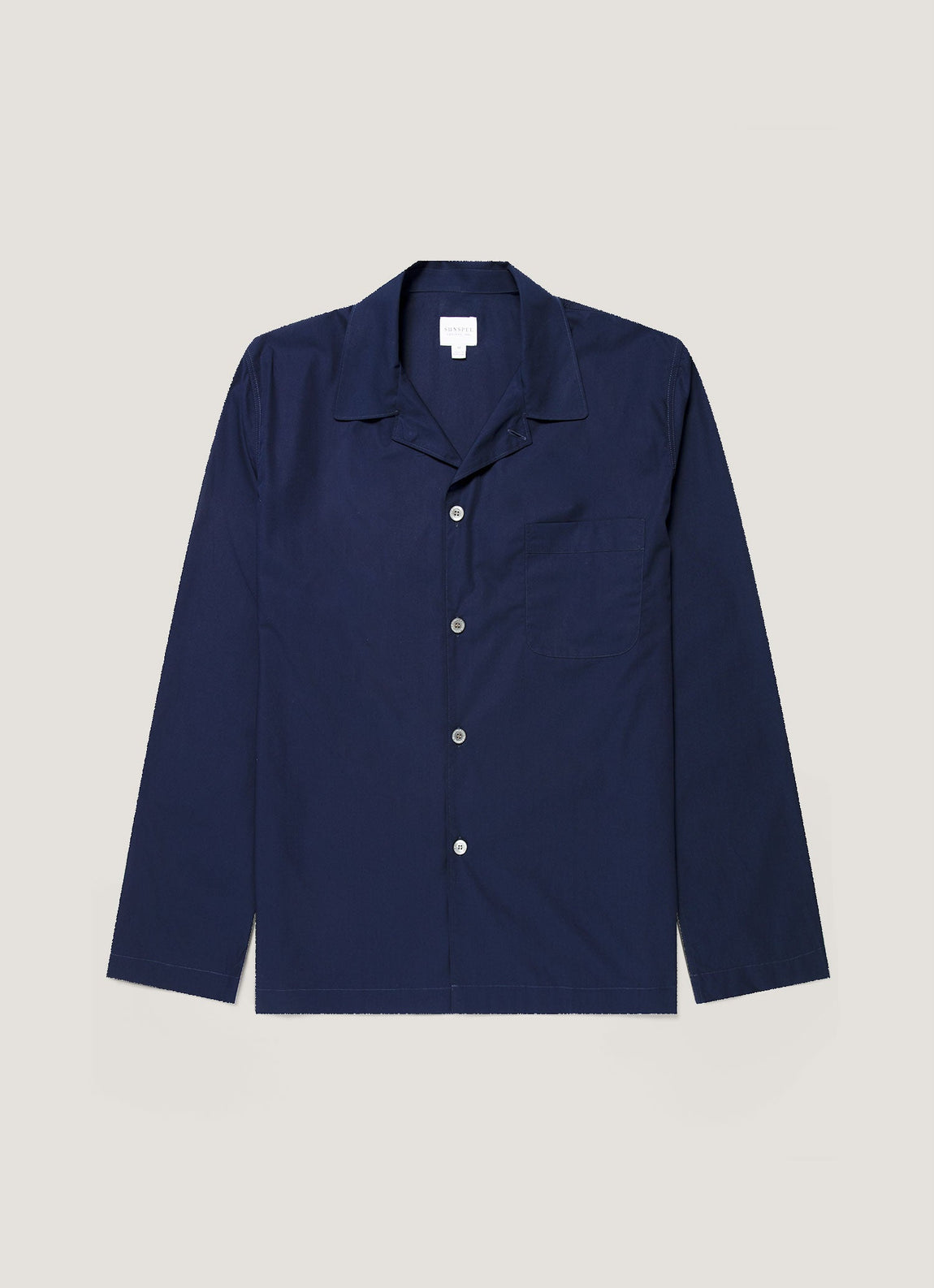 Men's Cotton Poplin Pyjama Shirt in Navy