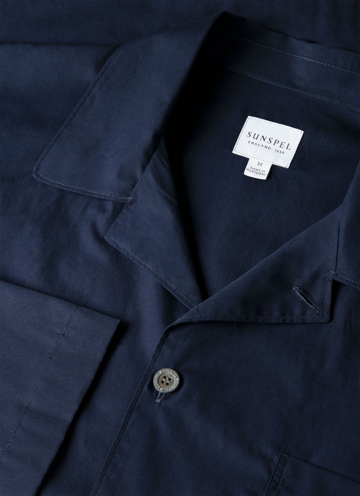 Men's Cotton Poplin Pyjama Shirt in Navy