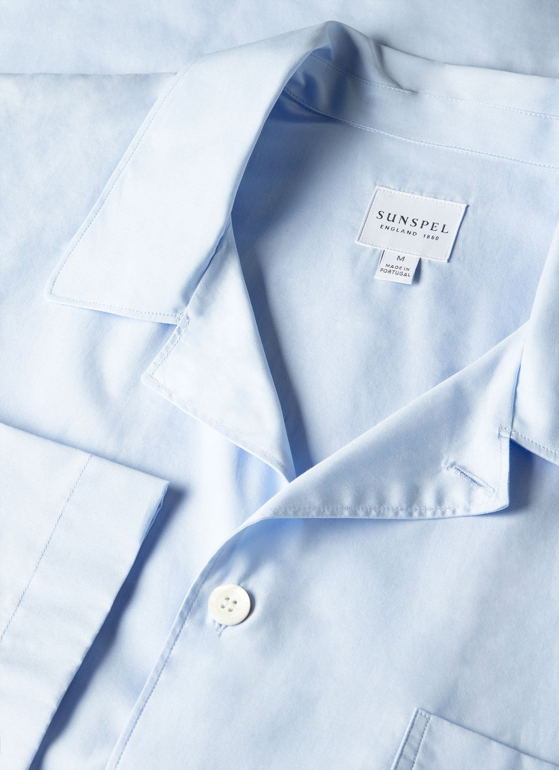 Men's Cotton Poplin Pyjama Shirt in Light Blue
