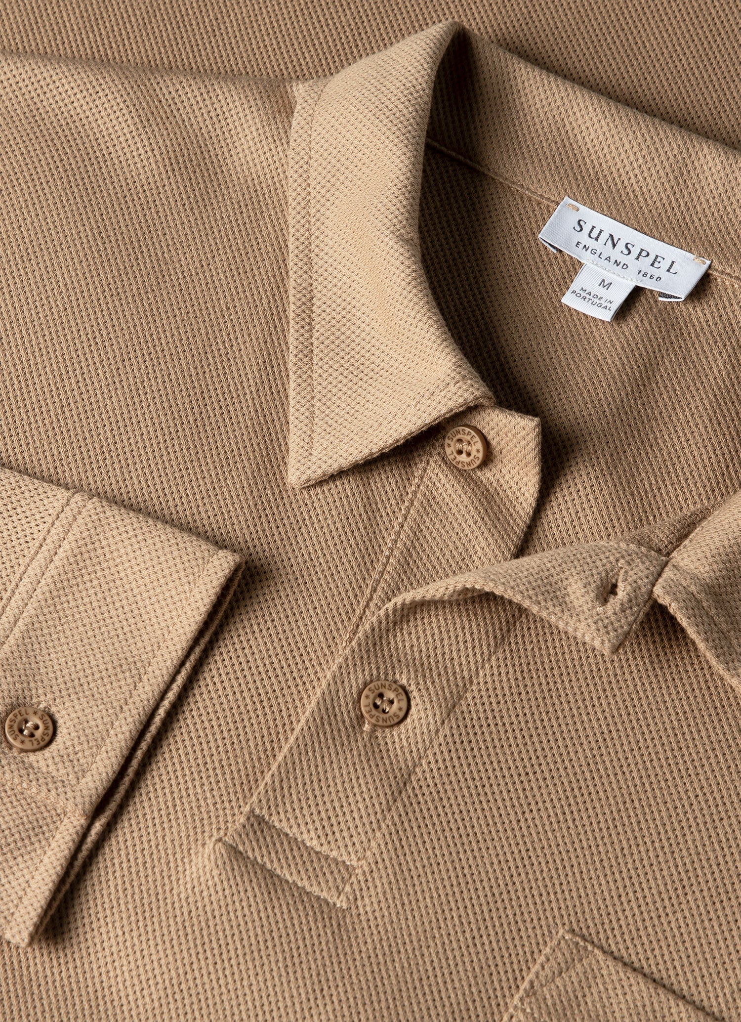 Men's Long Sleeve Riviera Polo Shirt in Dark Beige