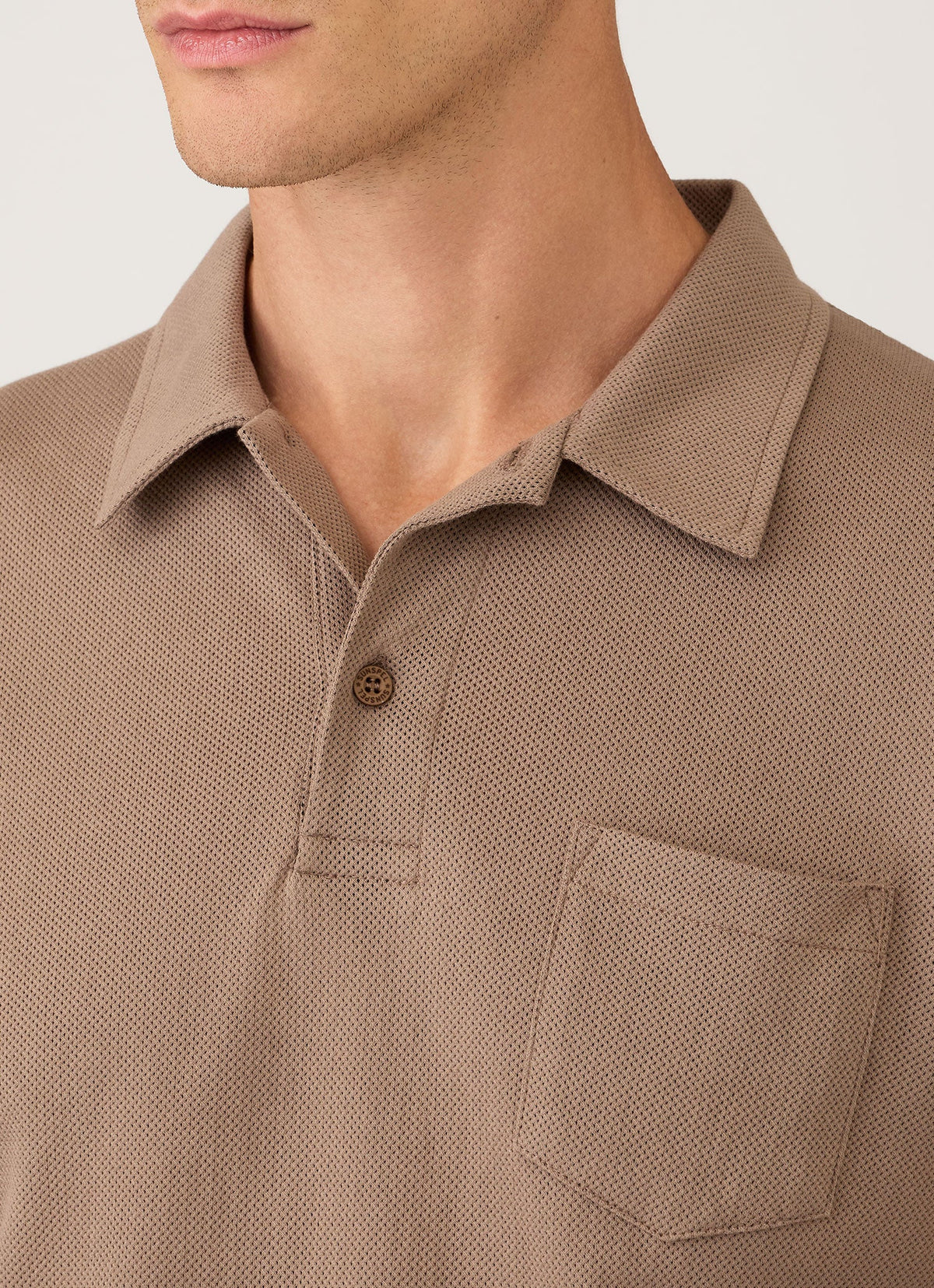 Men's Long Sleeve Riviera Polo Shirt in Taupe