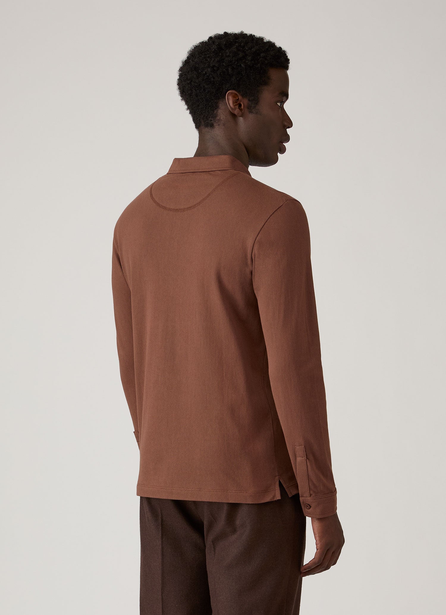 Men's Long Sleeve Riviera Polo Shirt in Chestnut