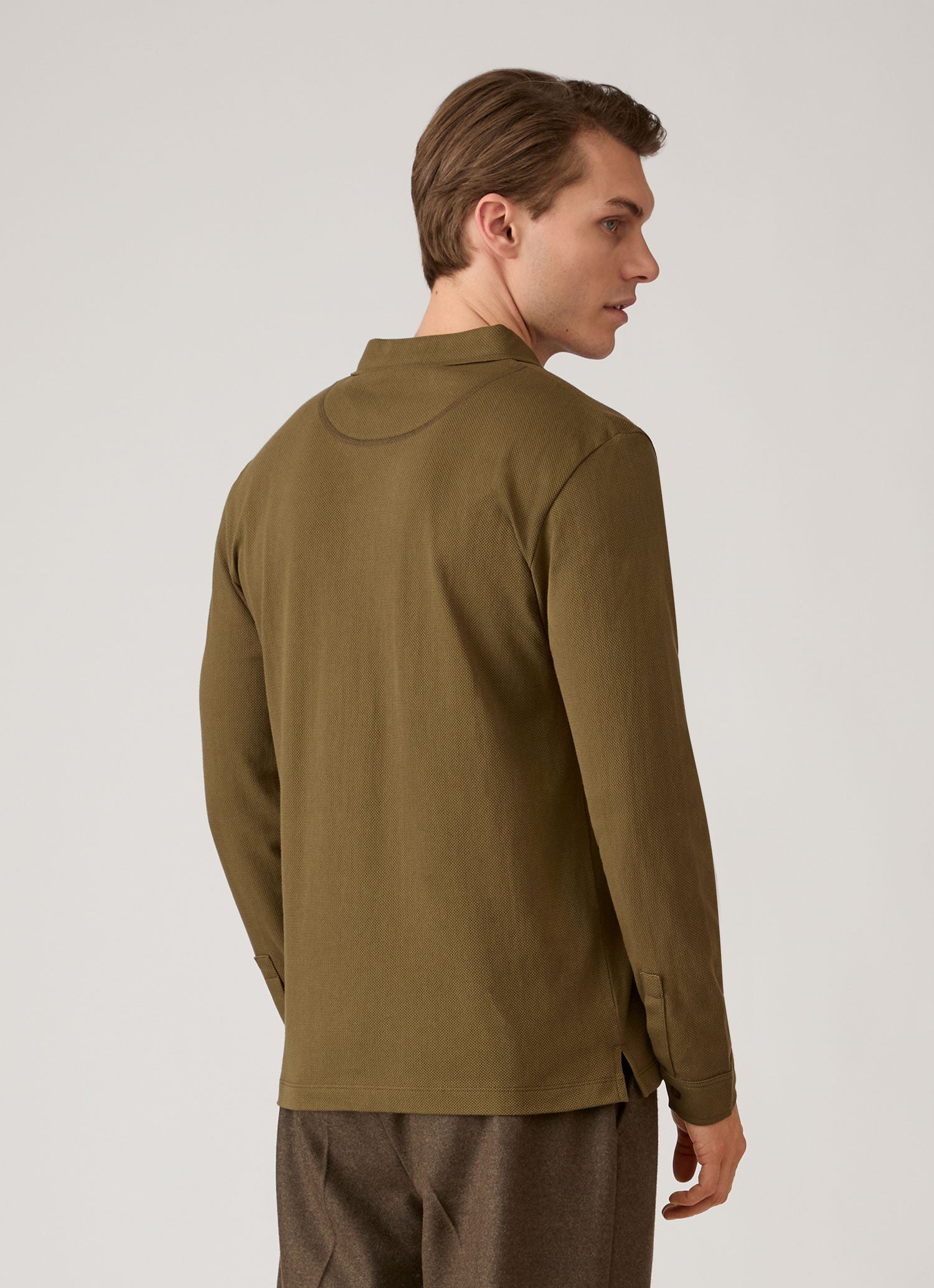 Men's Long Sleeve Riviera Polo Shirt in Loden Green