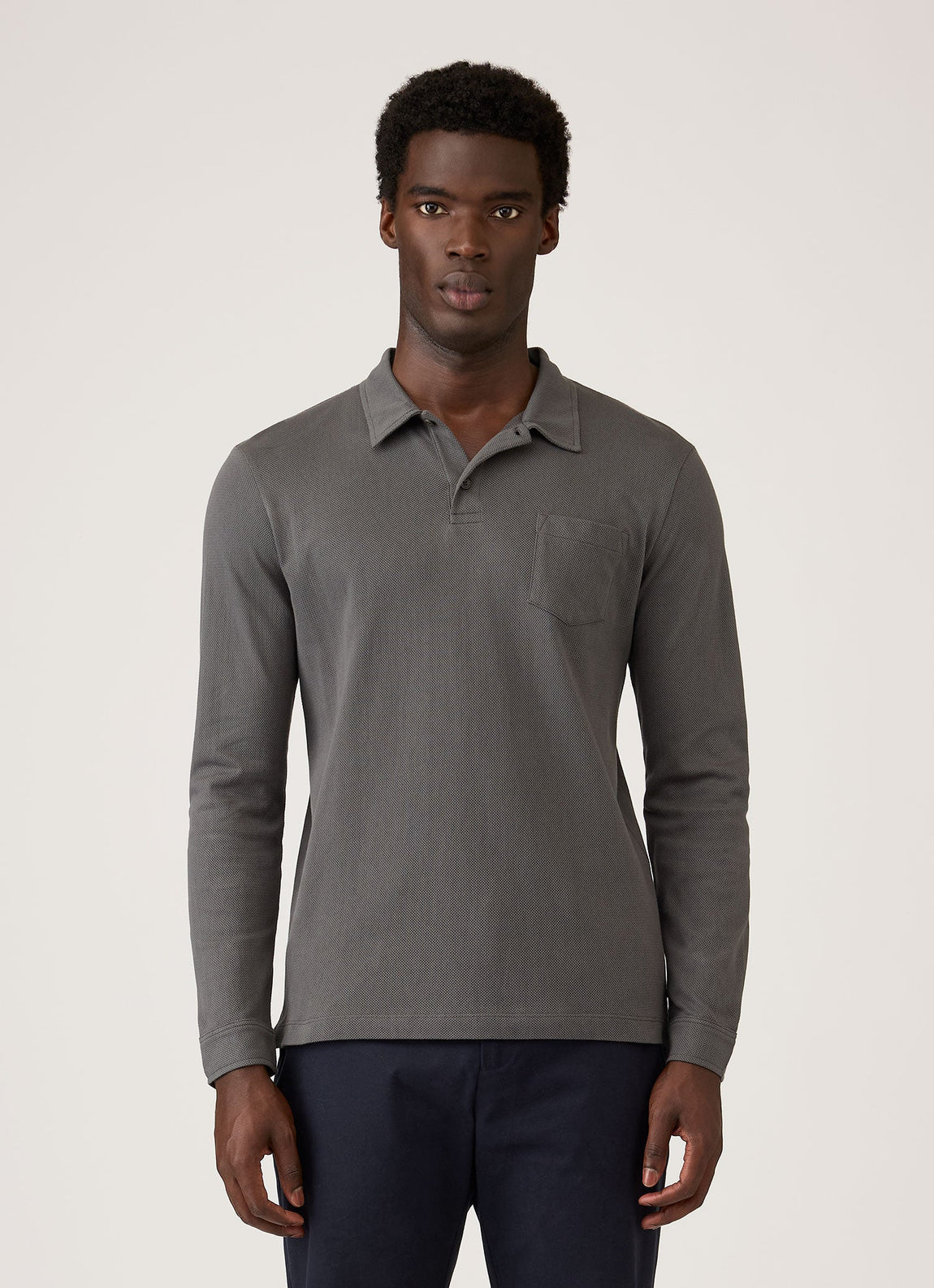 Men's Long Sleeve Riviera Polo Shirt in Slate Green