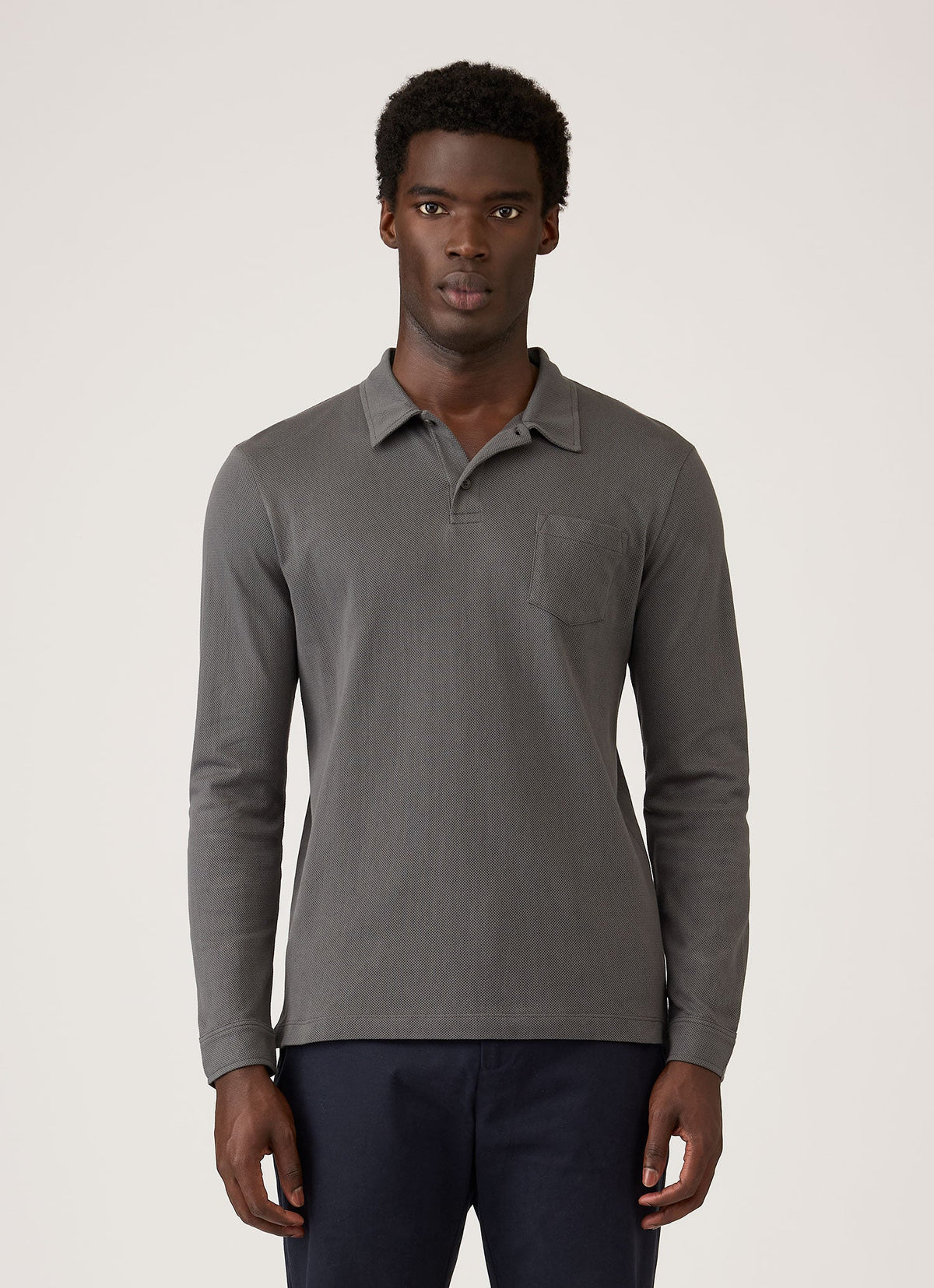 Men's Long Sleeve Riviera Polo Shirt in Slate Green