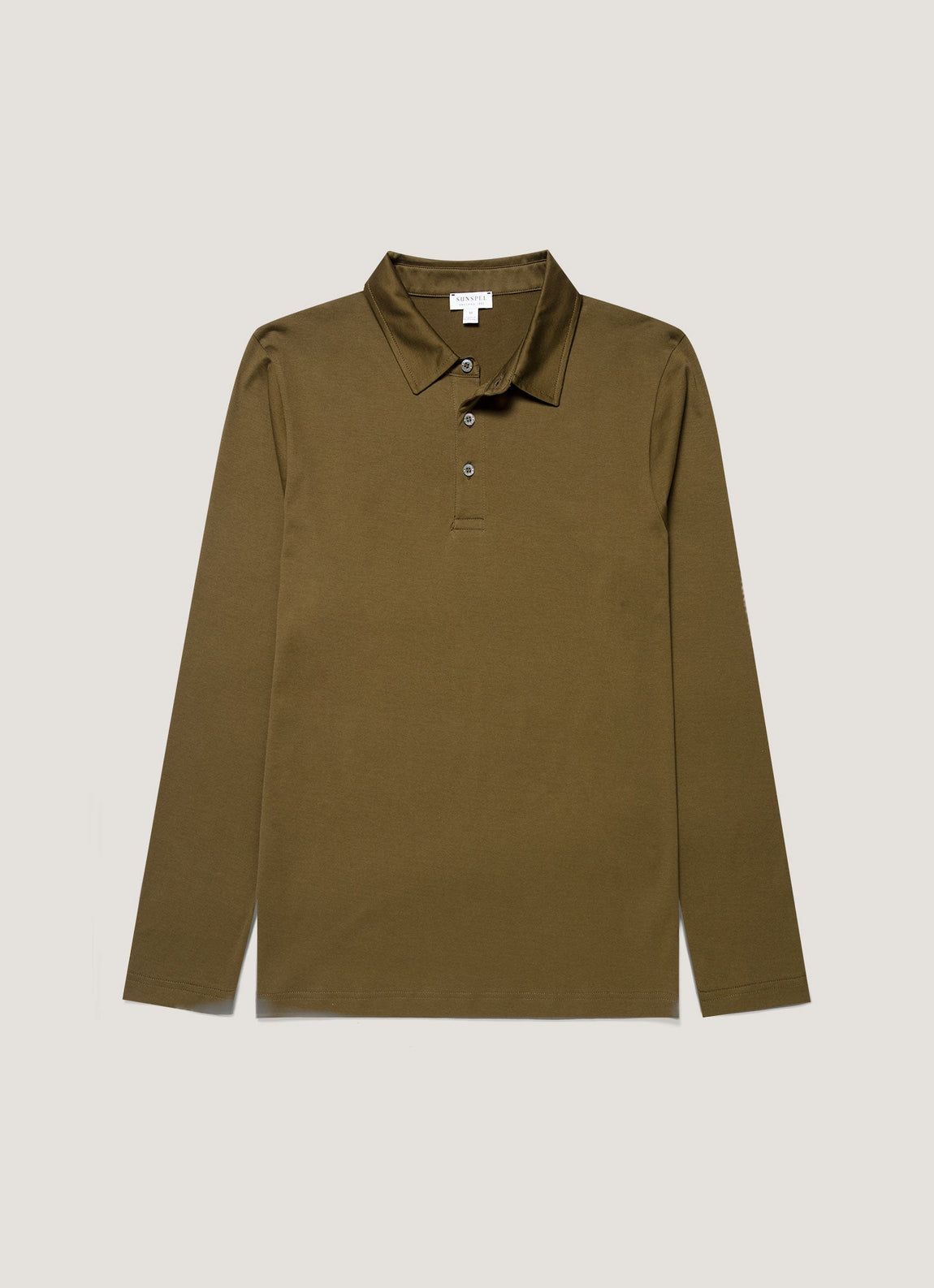 Men's Long Sleeve Classic Jersey Polo Shirt in Loden Green