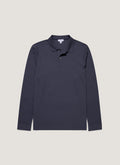 Men's Long Sleeve Piqué Polo Shirt in Navy