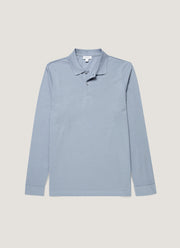 Men's Long Sleeve Piqué Polo Shirt in Powder Blue