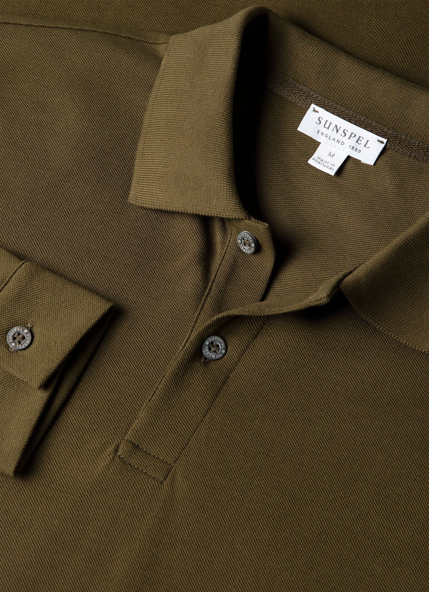 Men's Long Sleeve Piqué Polo Shirt in Loden Green