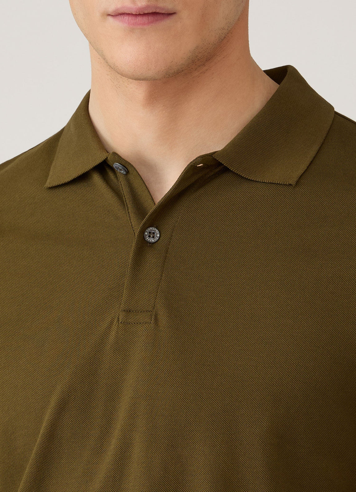 Men's Long Sleeve Piqué Polo Shirt in Loden Green