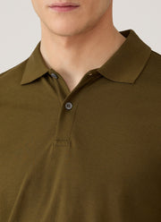 Men's Long Sleeve Piqué Polo Shirt in Loden Green