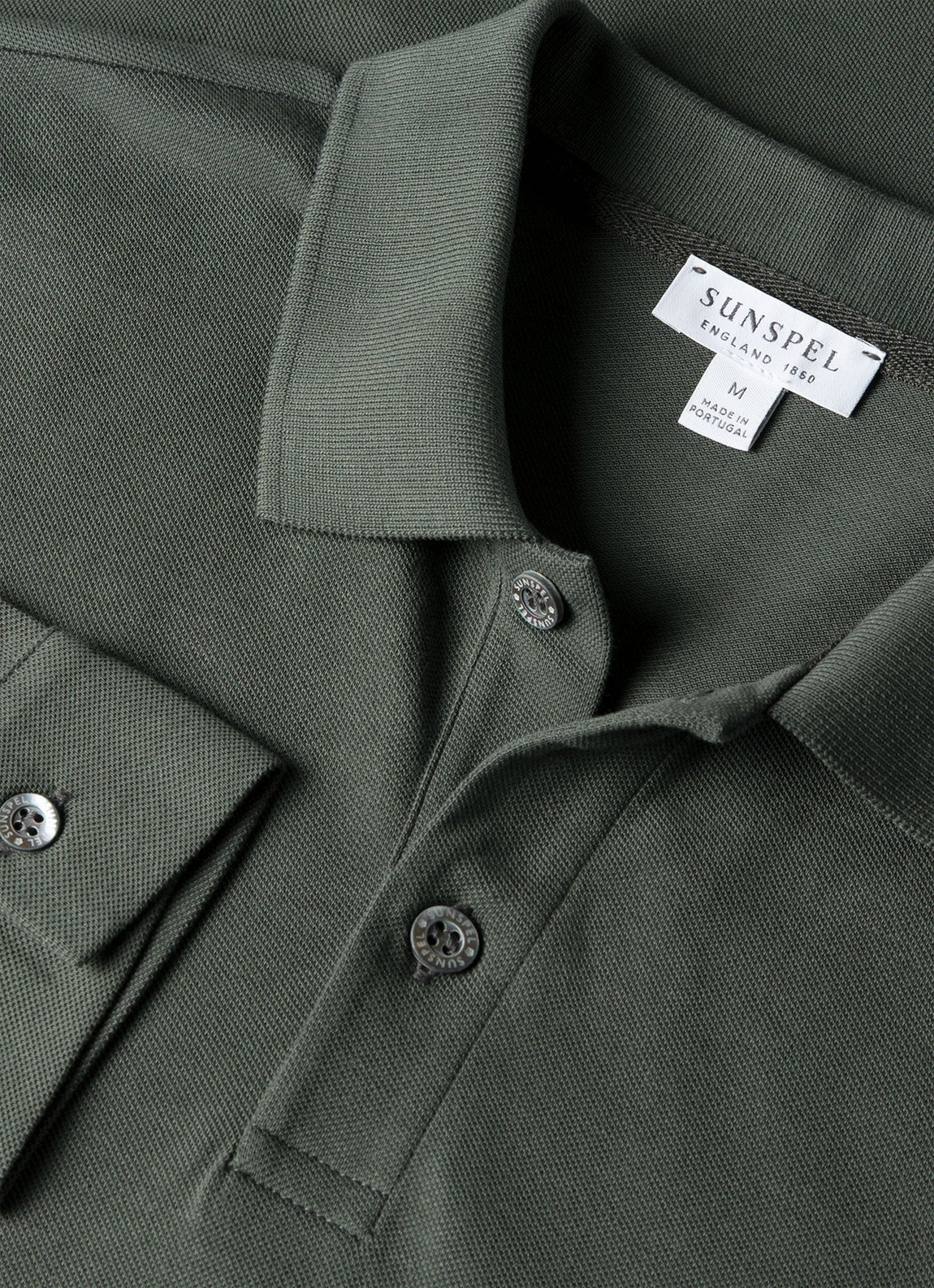 Men's Long Sleeve Piqué Polo Shirt in Slate Green