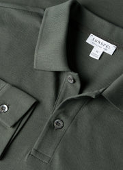 Men's Long Sleeve Piqué Polo Shirt in Slate Green
