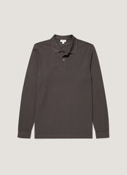 Men's Long Sleeve Piqué Polo Shirt in Anthracite