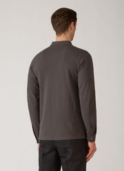 Men's Long Sleeve Piqué Polo Shirt in Anthracite