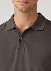 Men's Long Sleeve Piqué Polo Shirt in Anthracite
