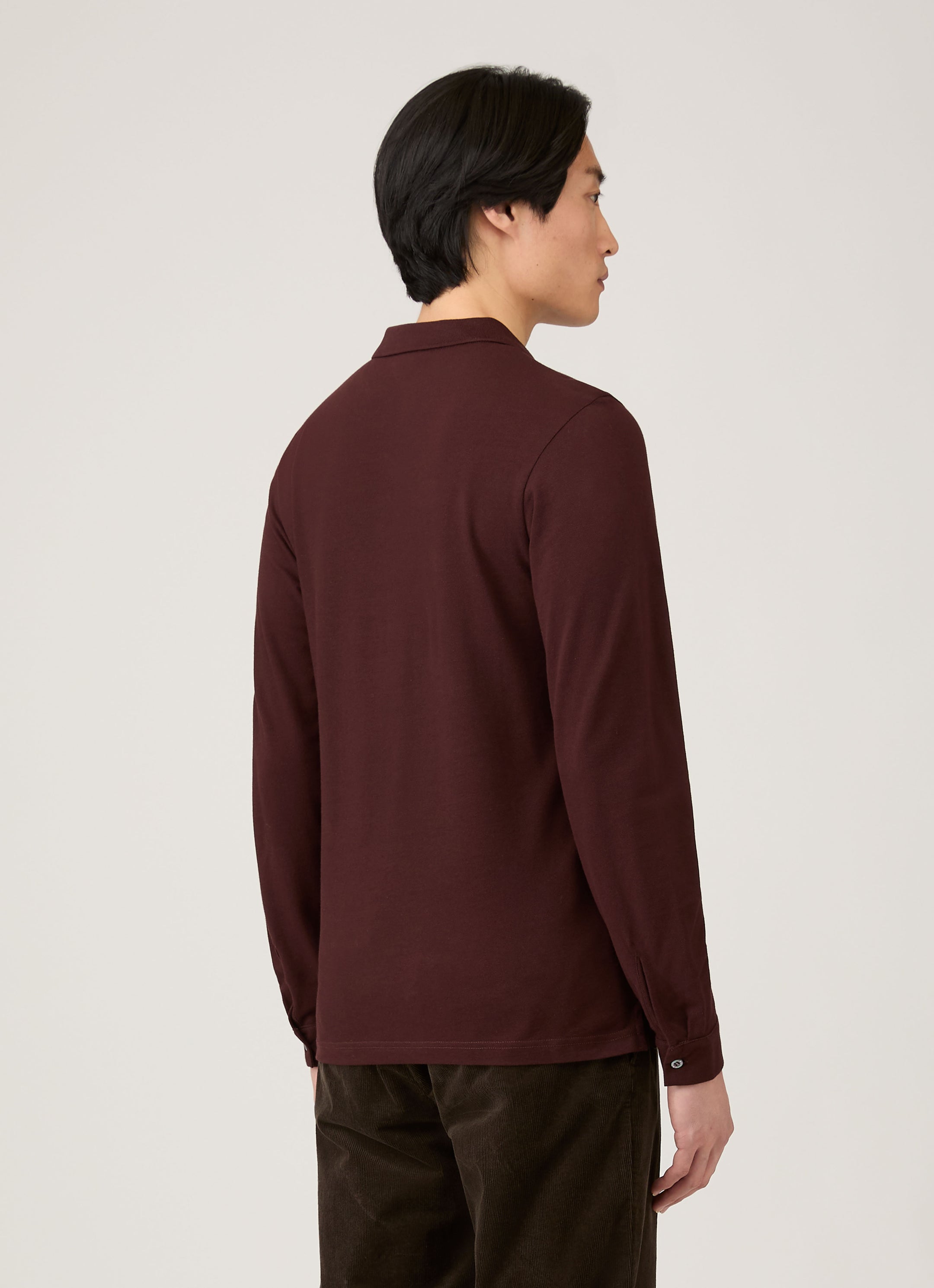 Men's Long Sleeve Piqué Polo Shirt in Bakelite