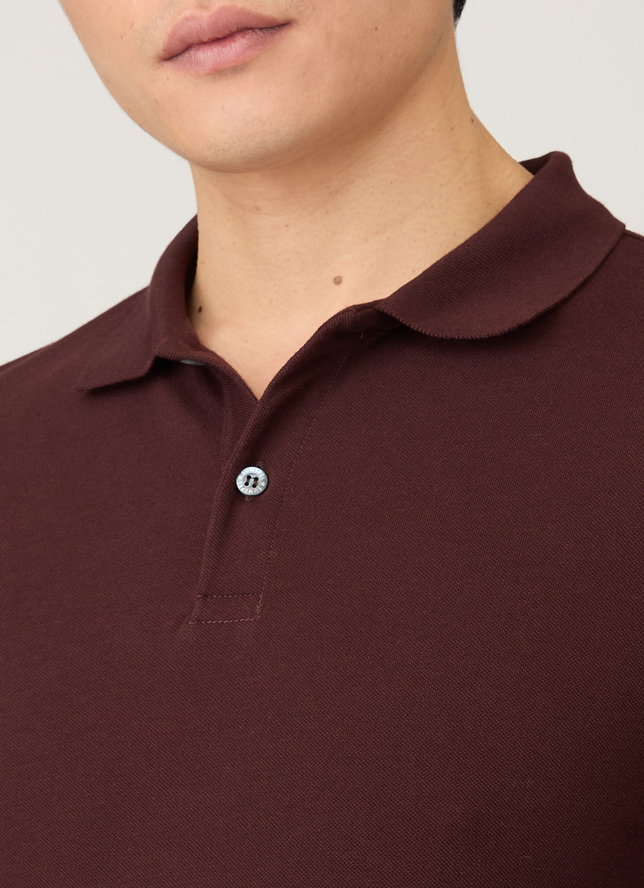 Men's Long Sleeve Piqué Polo Shirt in Bakelite
