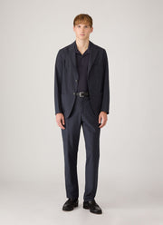 Men's Linen Piqué Polo Shirt in Navy