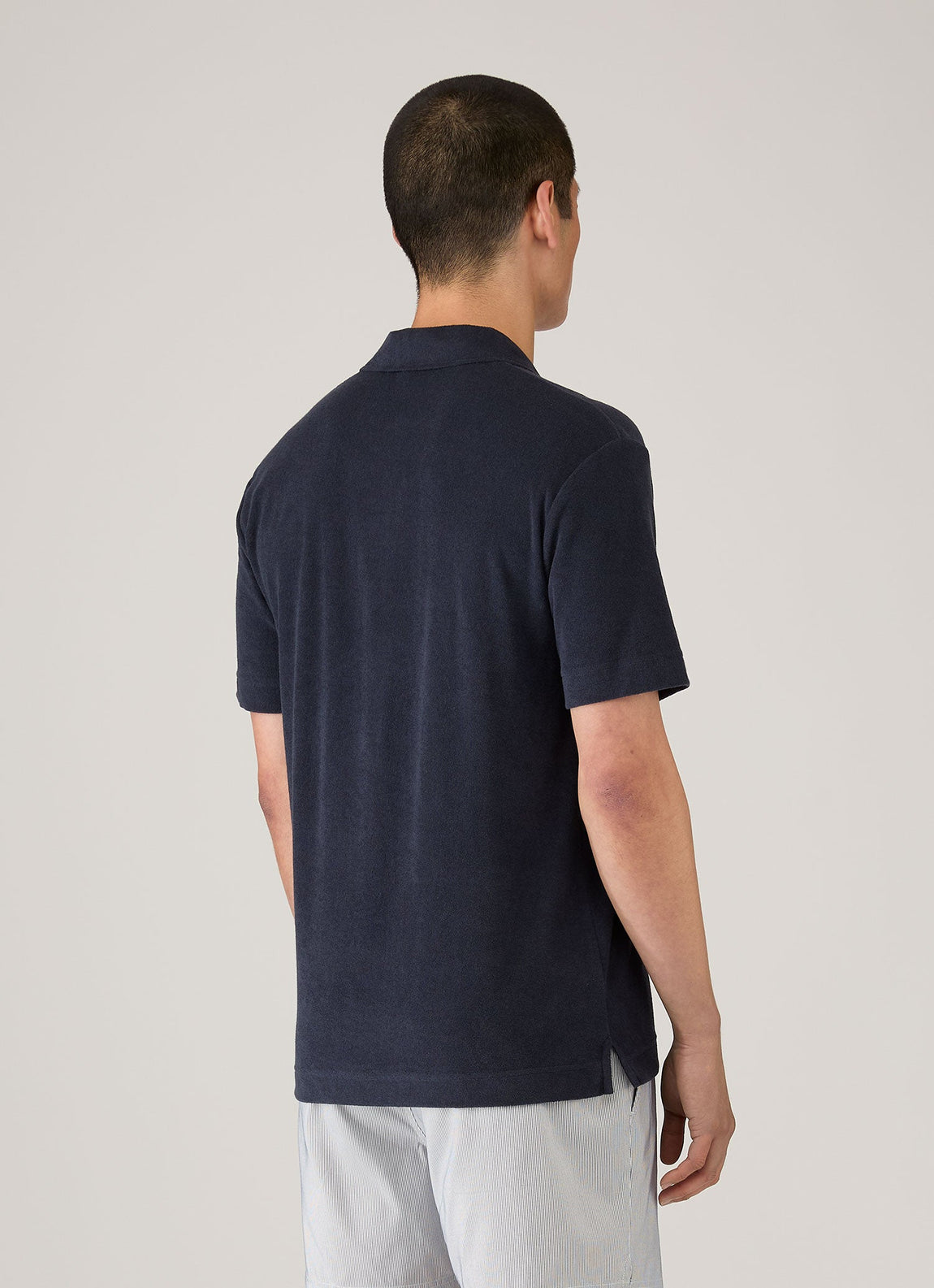 Men's Towelling Polo Shirt in Navy