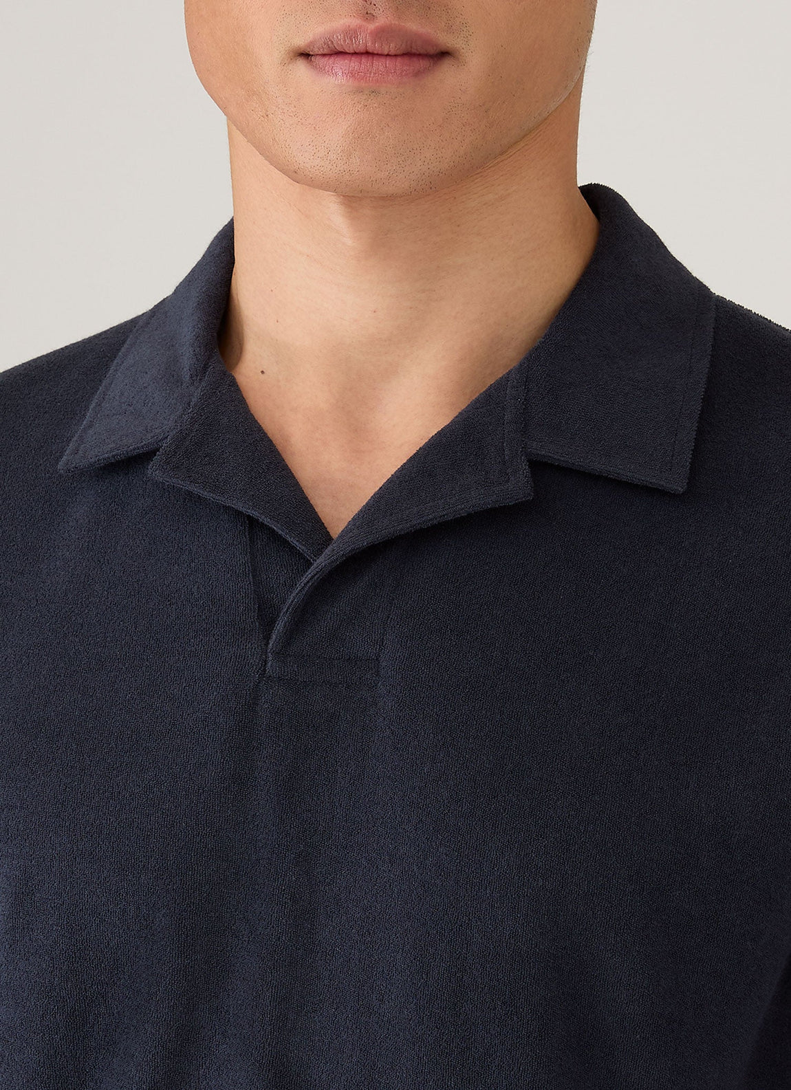 Men's Towelling Polo Shirt in Navy