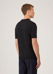 Men's Sea Island Cotton Knit Polo Shirt in Black