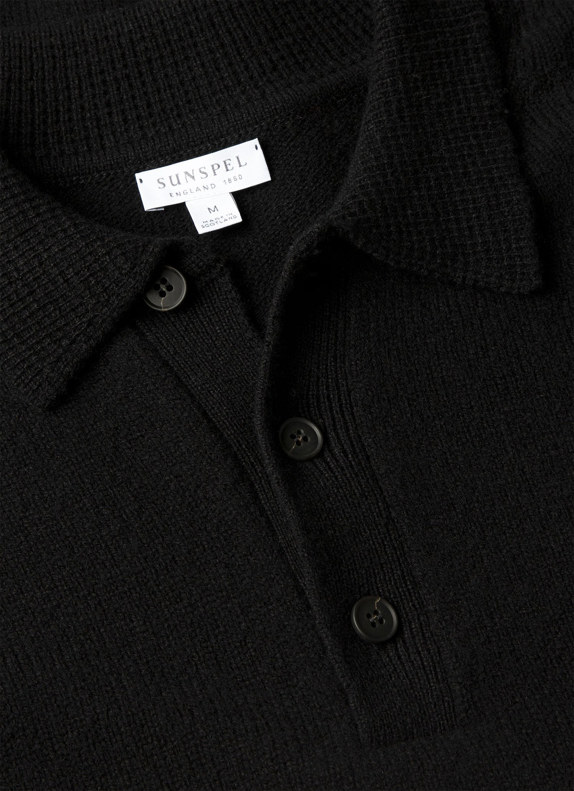 Men's Lambswool Knitted Polo Shirt in Black